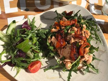 Close-up of vegetables in plate on table