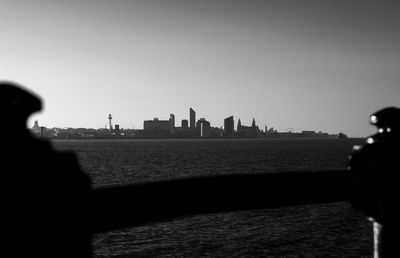 View of cityscape against clear sky