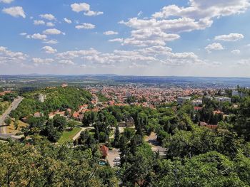 High angle view of townscape against sky