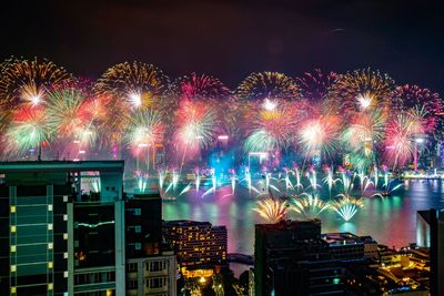 Firework display at night