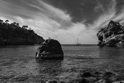 Scenic view of sea against cloudy sky