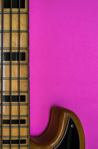 Close-up of pink window on building