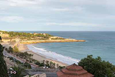 High angle view of beach against sky