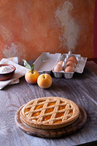 High angle view of fruits on table