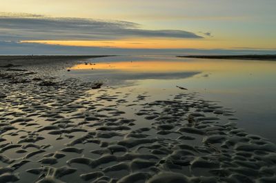 Scenic view of sea at sunset