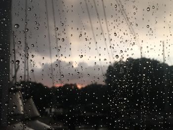 Full frame shot of raindrops on window