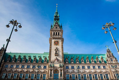 Hamburg city hall buildiing in the altstadt quarter in the city center at the rathausmarkt square