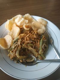 High angle view of meal served in plate