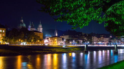 Illuminated city at night