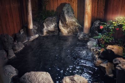 Water flowing through rocks