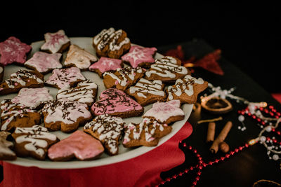 Close-up of cookies on table