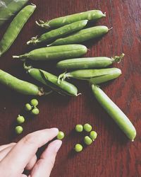 Cropped image of hand on green table