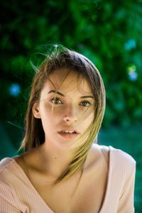 Close-up portrait of a beautiful young woman