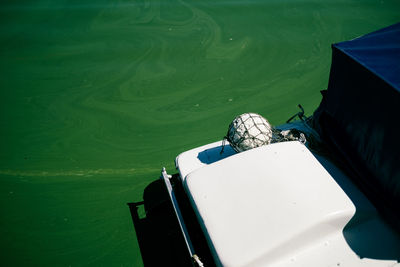 High angle view of boat in lake