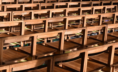 Full frame shot of wooden chairs