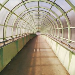 View of empty covered footbridge