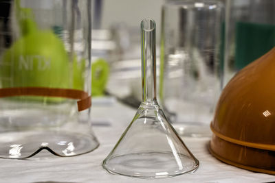 Close-up of empty glass on table