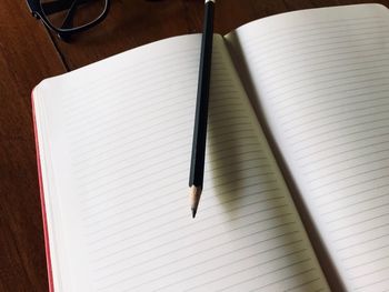 High angle view of pen on table