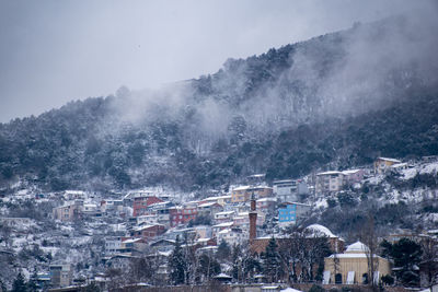 Aerial view of townscape against sky