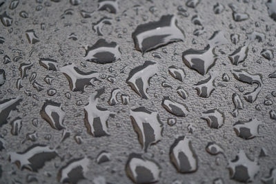 Full frame shot of water drops on metal