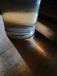 High angle view of water in glass on table