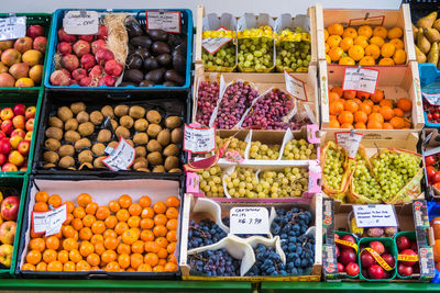 Various fruits for sale at market stall