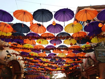 Low angle view of lanterns hanging in market