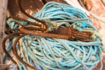 Close-up of rope tied up