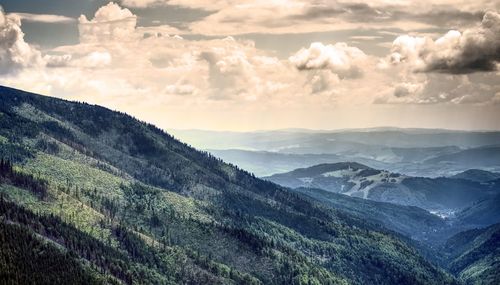 Scenic view of dramatic landscape against sky