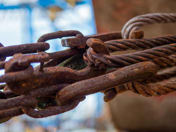 Close-up of rusty chain