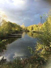 Scenic view of lake against sky