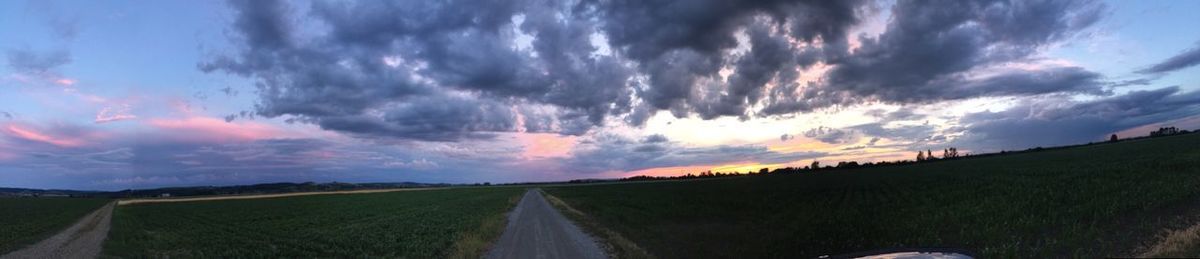 Panoramic view of road against sky during sunset