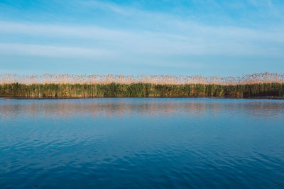 Scenic view of lake against sky