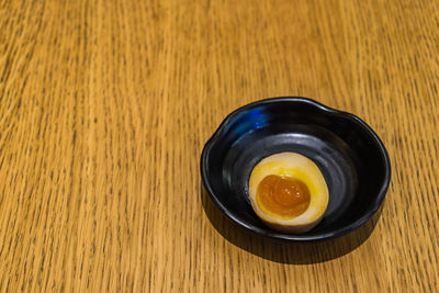 High angle view of drink on table