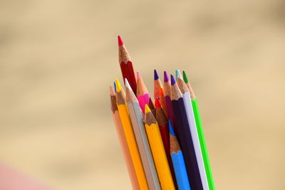 Close-up of multi colored pencils