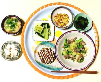 High angle view of food in bowl