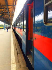 Train at railroad station platform