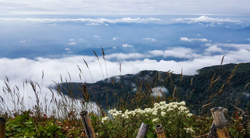 Scenic view of mountains against sky