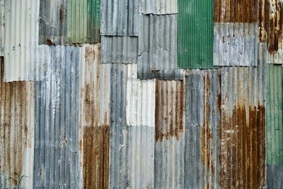 Full frame shot of rusty corrugated wall