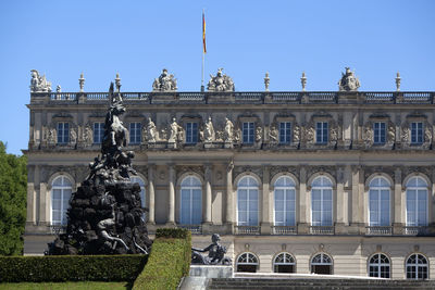 Closeup of the facade of castle herrenchiemsee, bavaria germany