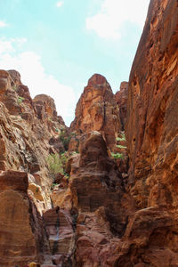 Low angle view of rock formations