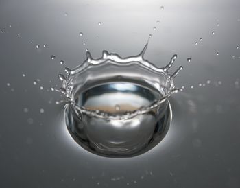 Close-up of drop splashing water