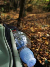 High angle view of bottle on land