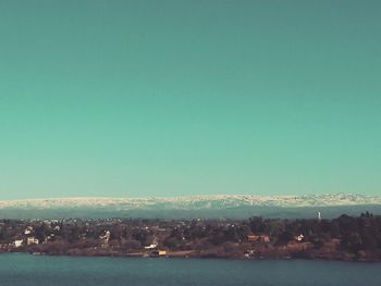 Scenic view of calm sea against clear sky