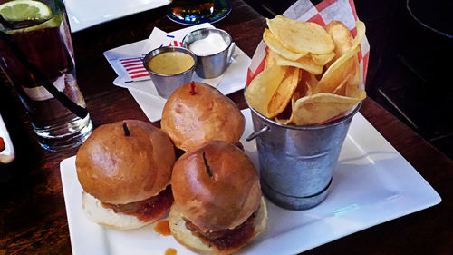 Close-up of food on table