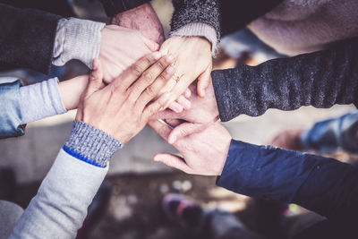 Close-up of man holding hands