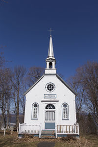 Facade of historic procession chapel in saint-michel-de-bellechasse near quebec city