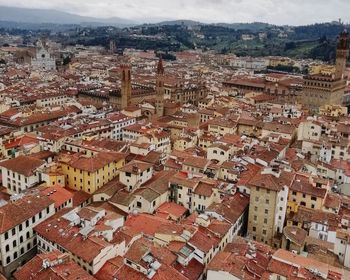 High angle view of townscape against sky