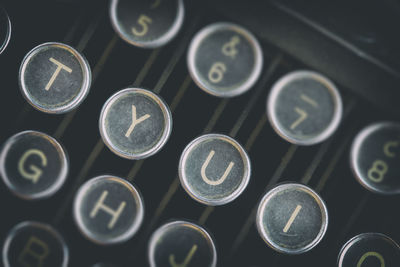 Full frame close-up shot of typewriter