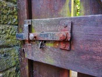 Close-up of rusty metal door